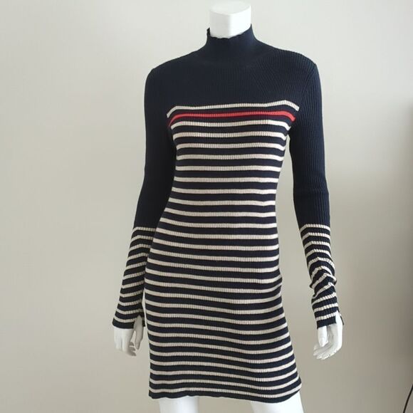 Rag & Bone Kate Stripe Turtleneck Sweater Dress - Picture 3 of 9
